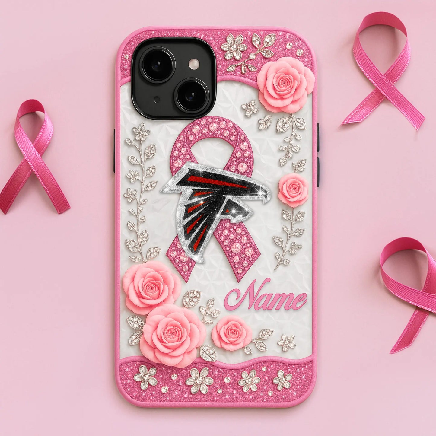 Atlanta Falcons | Premium NFL Breast Cancer Phonecase HI – HuddleStyle.com - Image 2