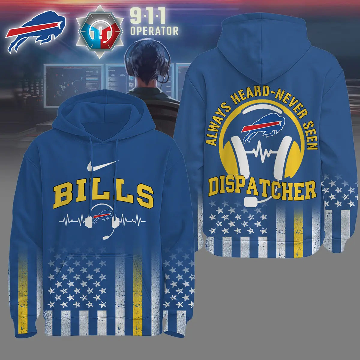 Buffalo Bills | Premium NFL Dispatcher Fan Hoodie – HuddleStyle.com - Image 3