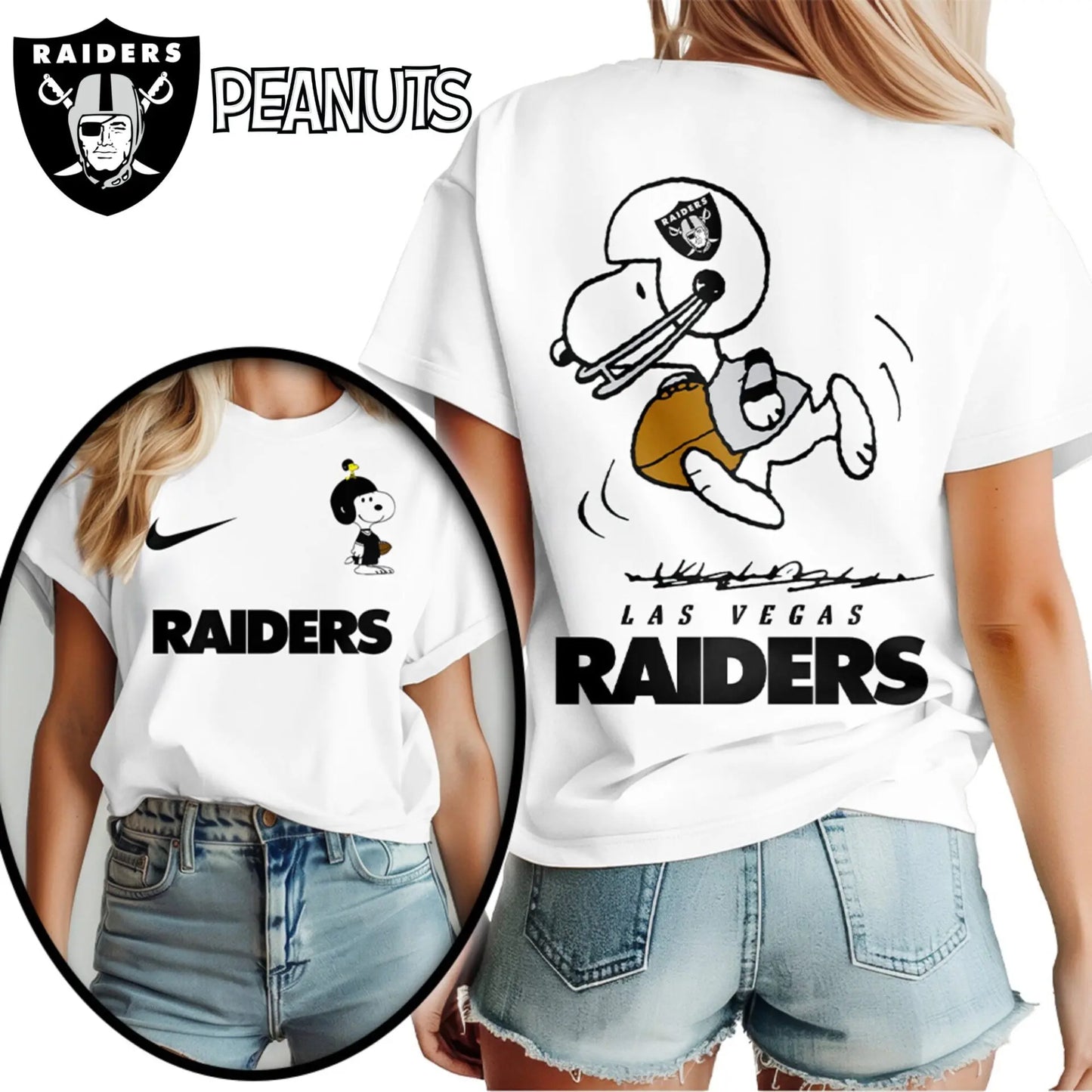 Las Vegas Raiders | Premium NFL x Peanuts 3D Shirt HI – HuddleStyle.com - Image 2