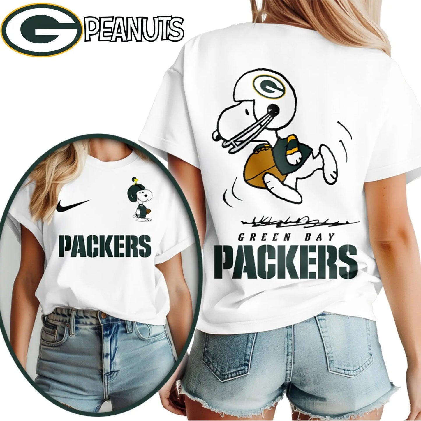 Green Bay Packer | Premium NFL x Peanuts 3D Shirt HI – HuddleStyle.com - Image 2