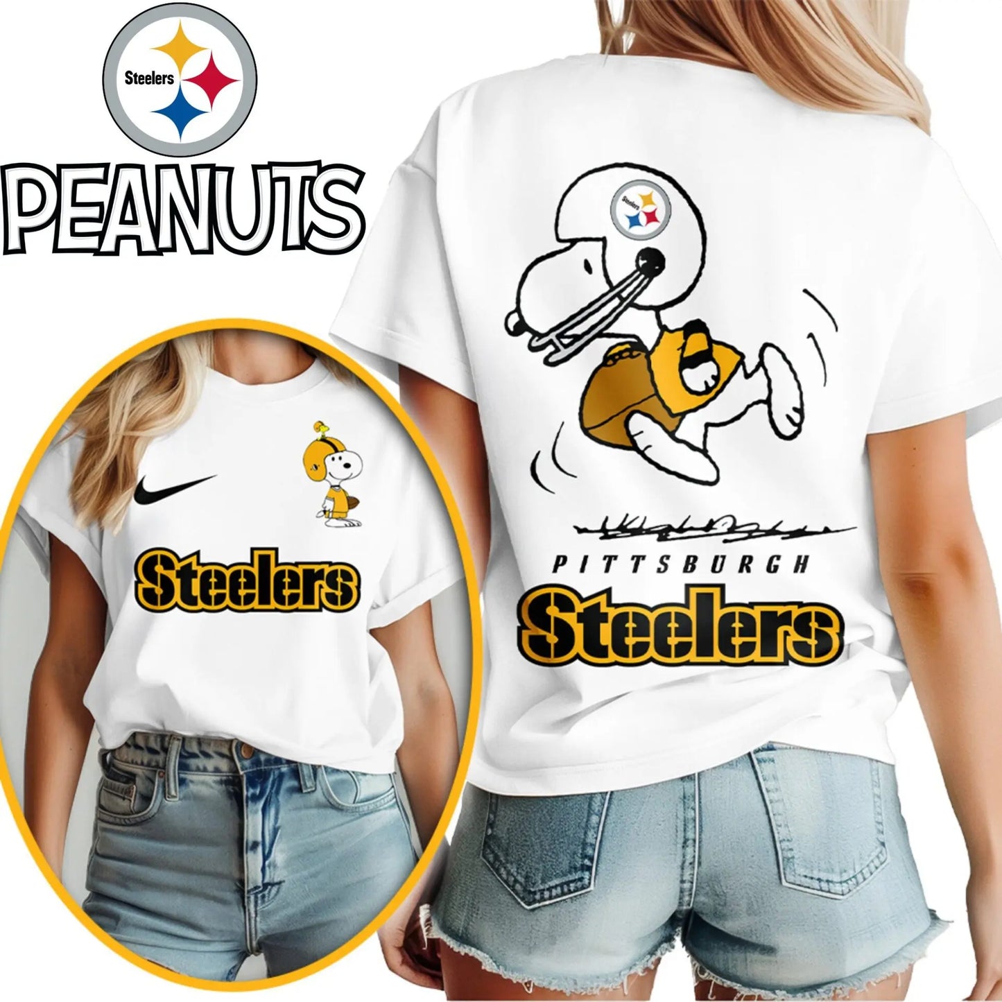 Pittsburgh Steelers | Premium NFL x Peanuts 3D Shirt HI – HuddleStyle.com - Image 2