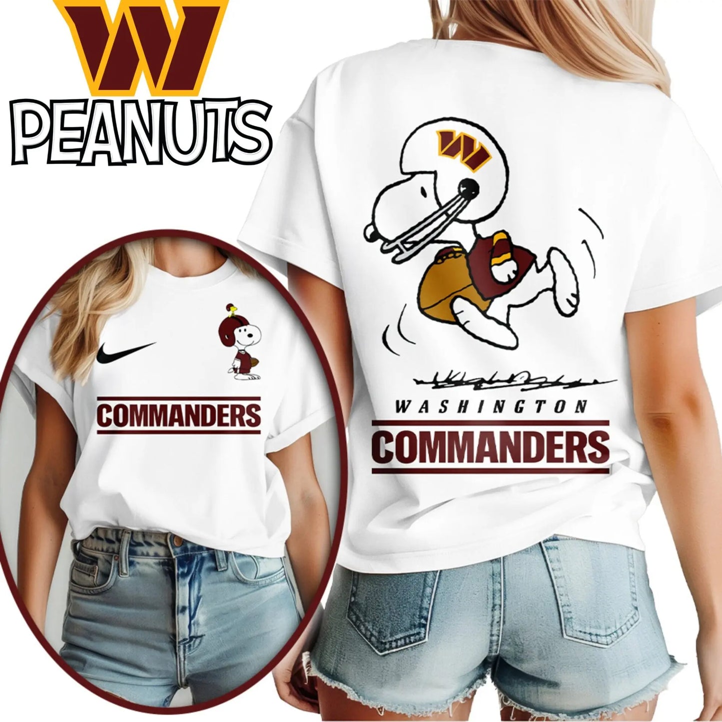 Washington Commanders | Premium NFL x Peanuts 3D Shirt HI – HuddleStyle.com - Image 2