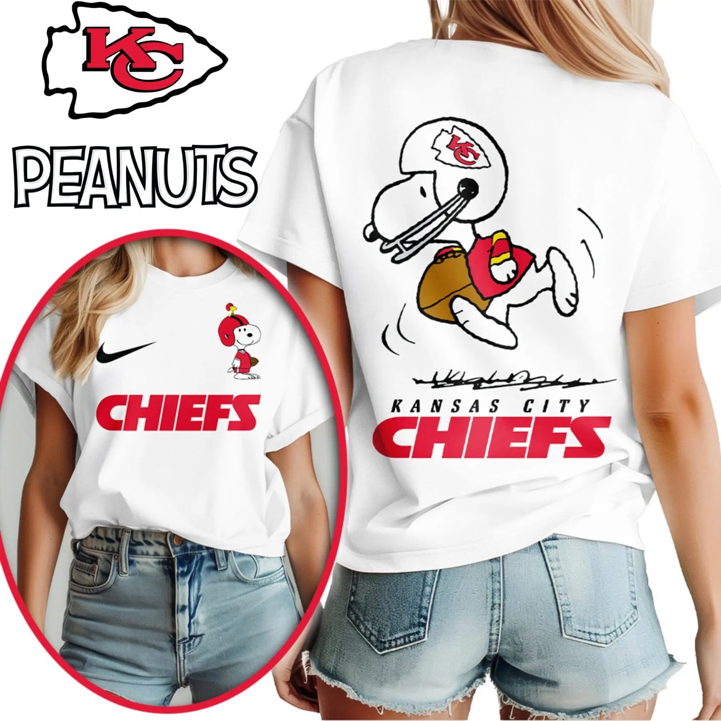 Kansas City Chiefs | Premium NFL x Peanuts 3D Shirt HI – HuddleStyle.com - Image 2