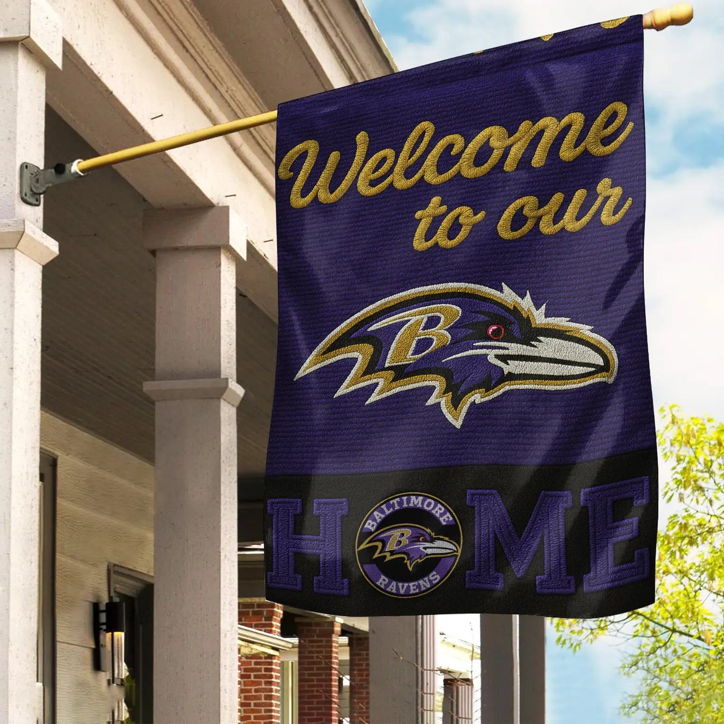 Baltimore Ravens | Premium NFL Welcome Home Flag HI – HuddleStyle.com - Image 2