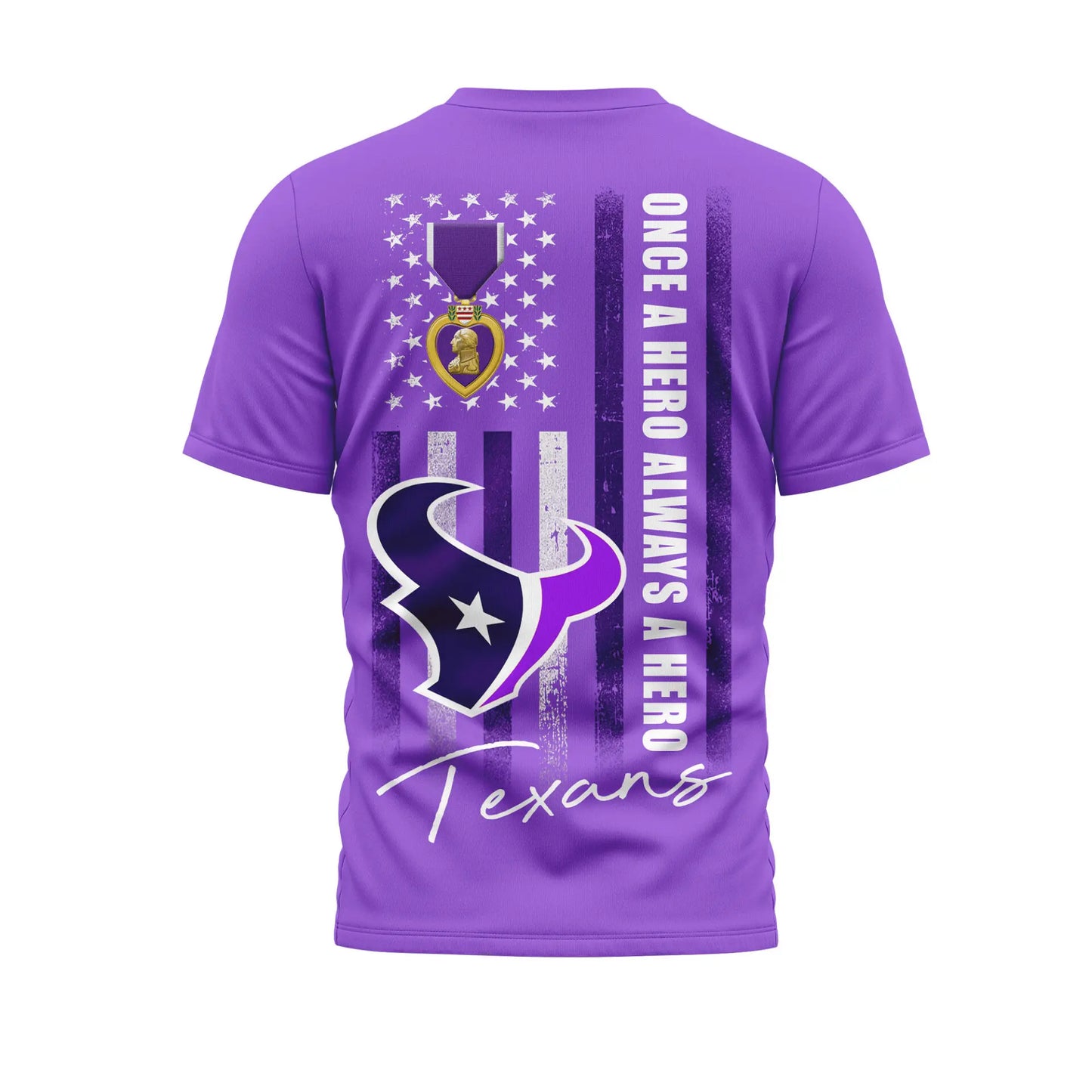 Houston Texans | Premium NFL Premium National Purple Heart Day 3D Shirt HI – HuddleStyle.com - Image 3