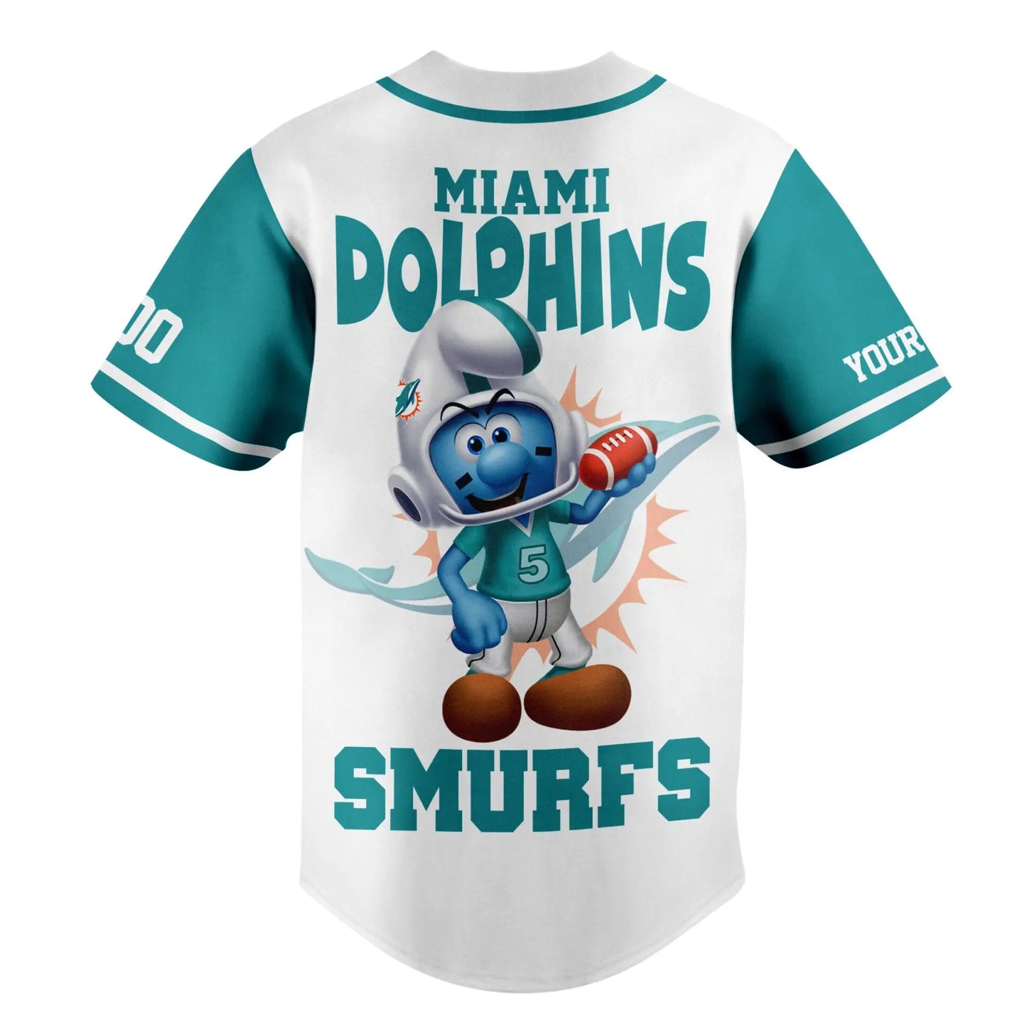 Miami Dolphins | Premium NFL x Smurfs Jersey NY – HuddleStyle.com - Image 2