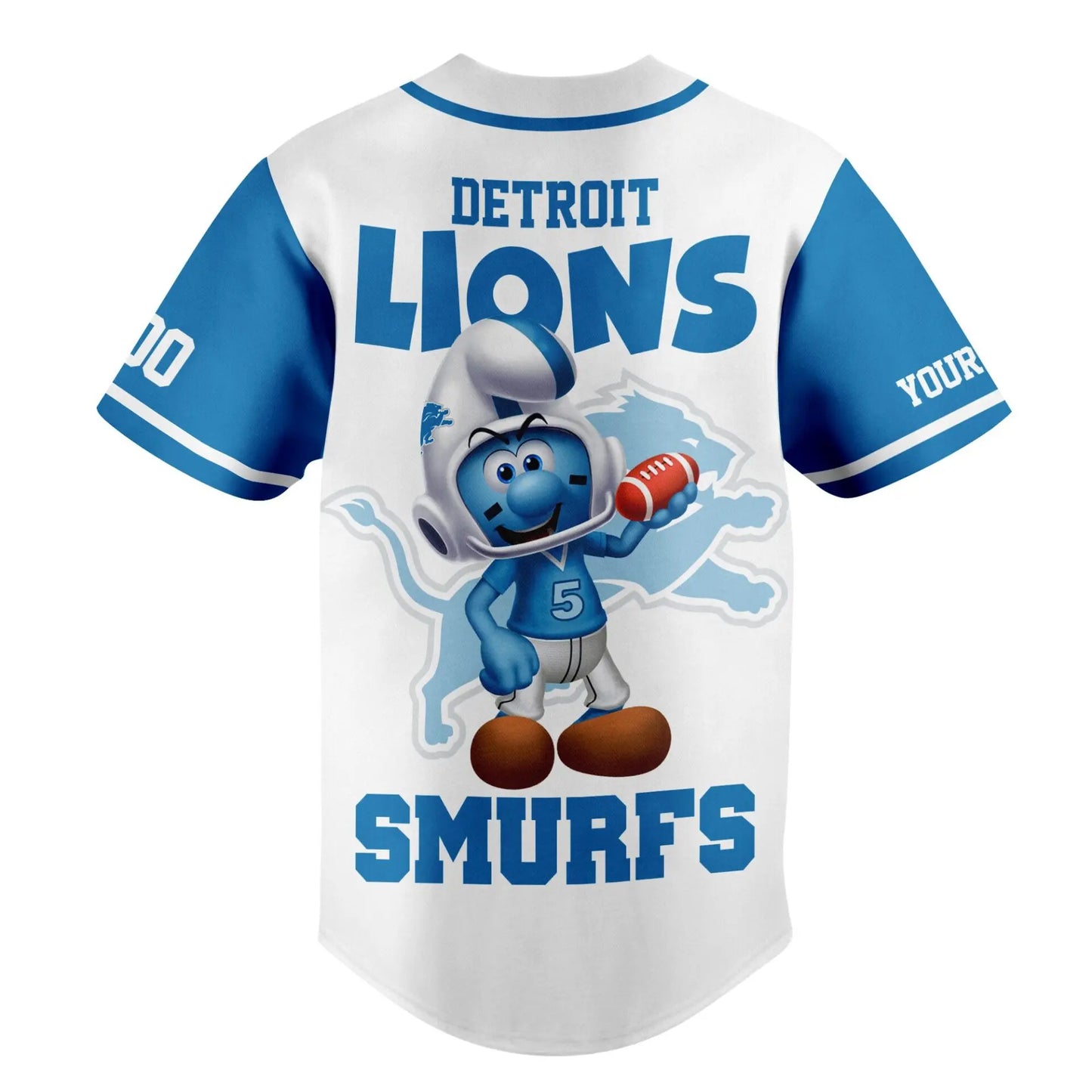 Detroit Lions | Premium NFL x Smurfs Jersey NY – HuddleStyle.com - Image 3