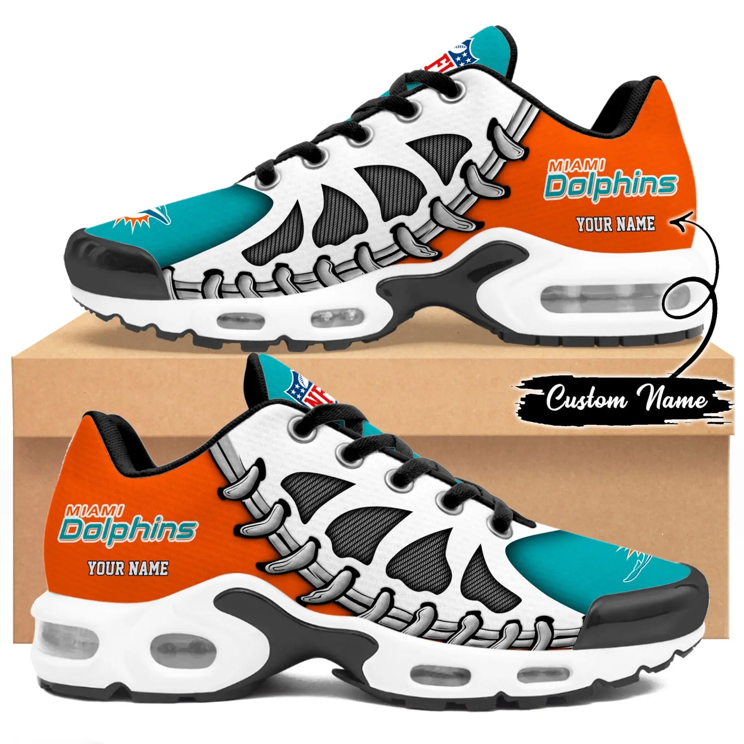 Miami Dolphins | Premium NFL Custom Air Max Shoes for Fans NY – HuddleStyle.com - Image 4
