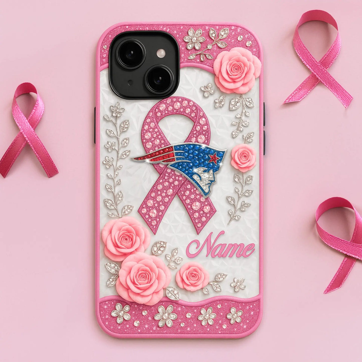 New England Patriots | Premium NFL Breast Cancer Phonecase HI – HuddleStyle.com - Image 2