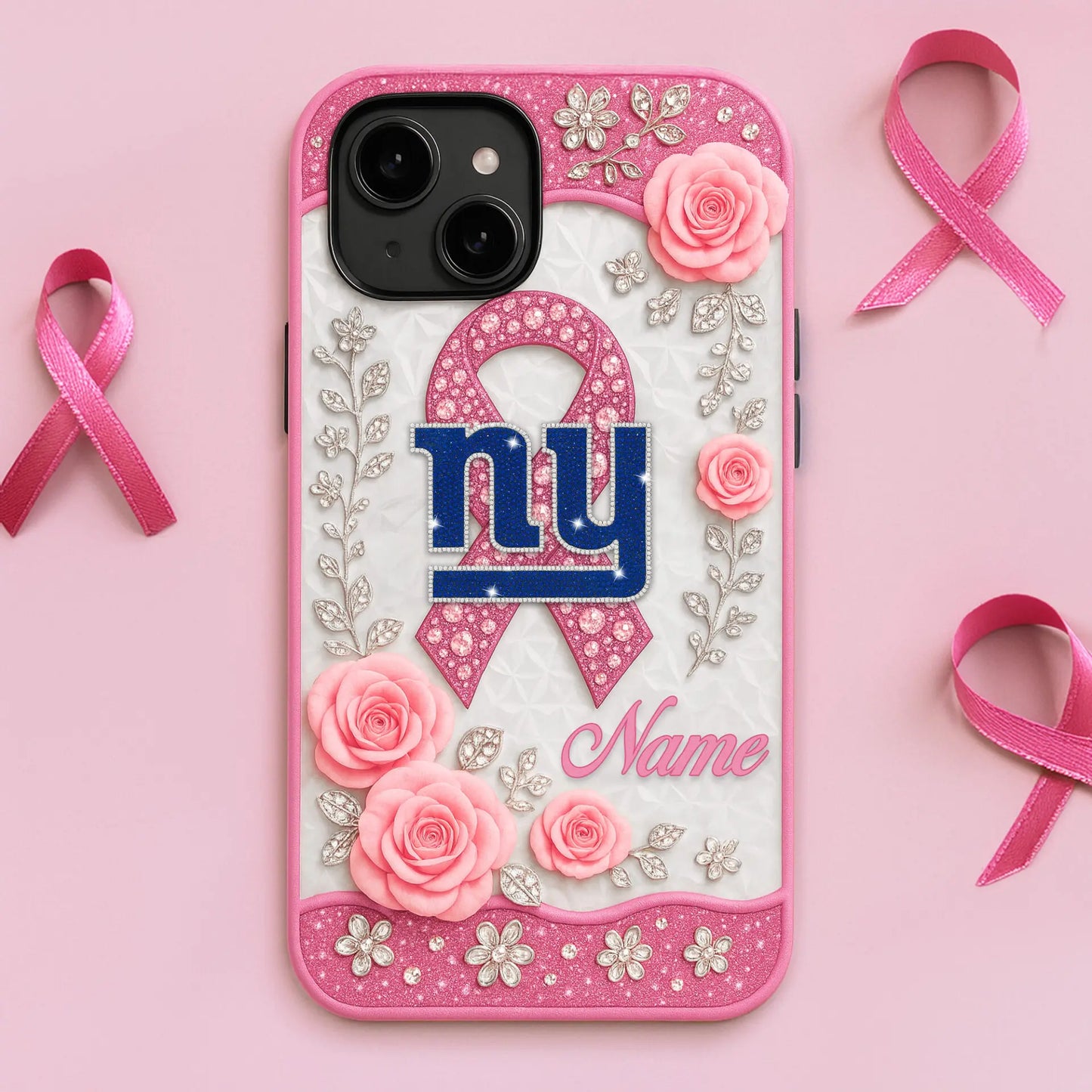 New York Giants | Premium NFL Breast Cancer Phonecase HI – HuddleStyle.com - Image 2