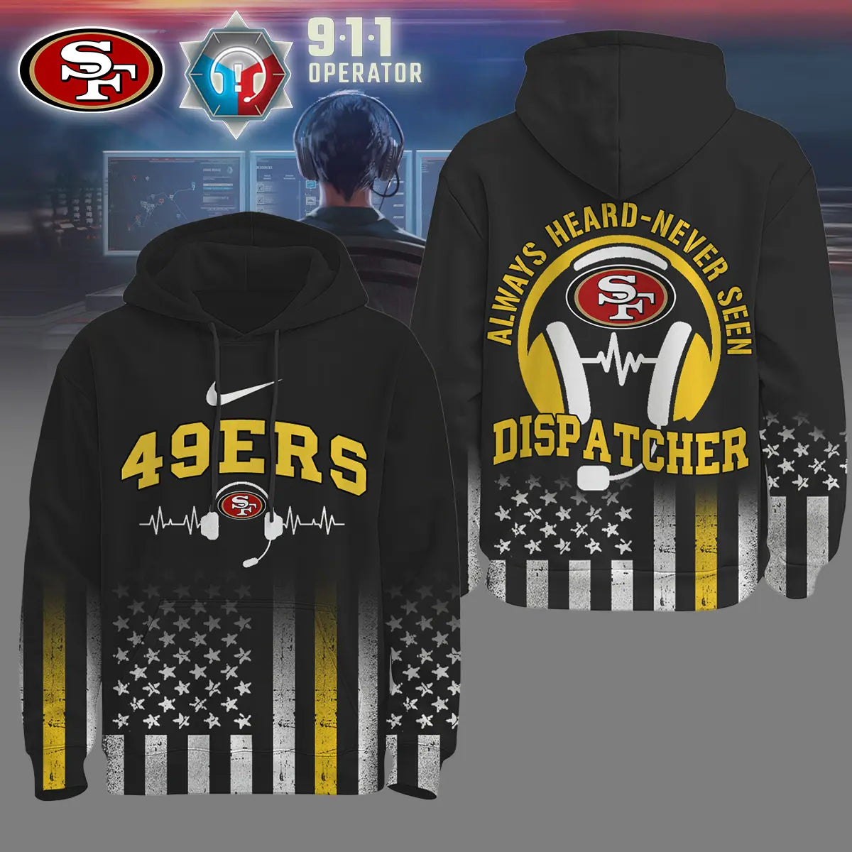 San Francisco 49ers | Premium NFL Dispatcher Fan Hoodie – HuddleStyle.com - Image 3