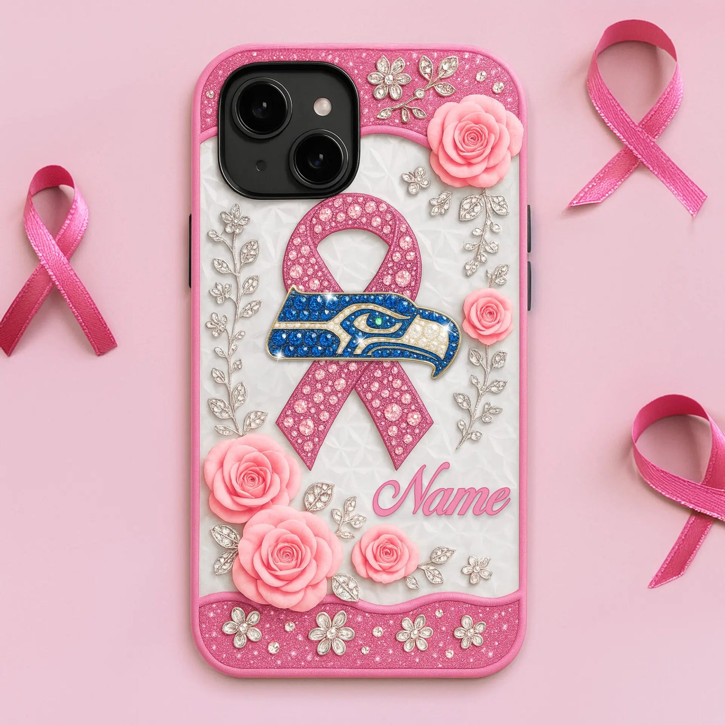 Seattle Seahawks | Premium NFL Breast Cancer Phonecase HI – HuddleStyle.com - Image 2