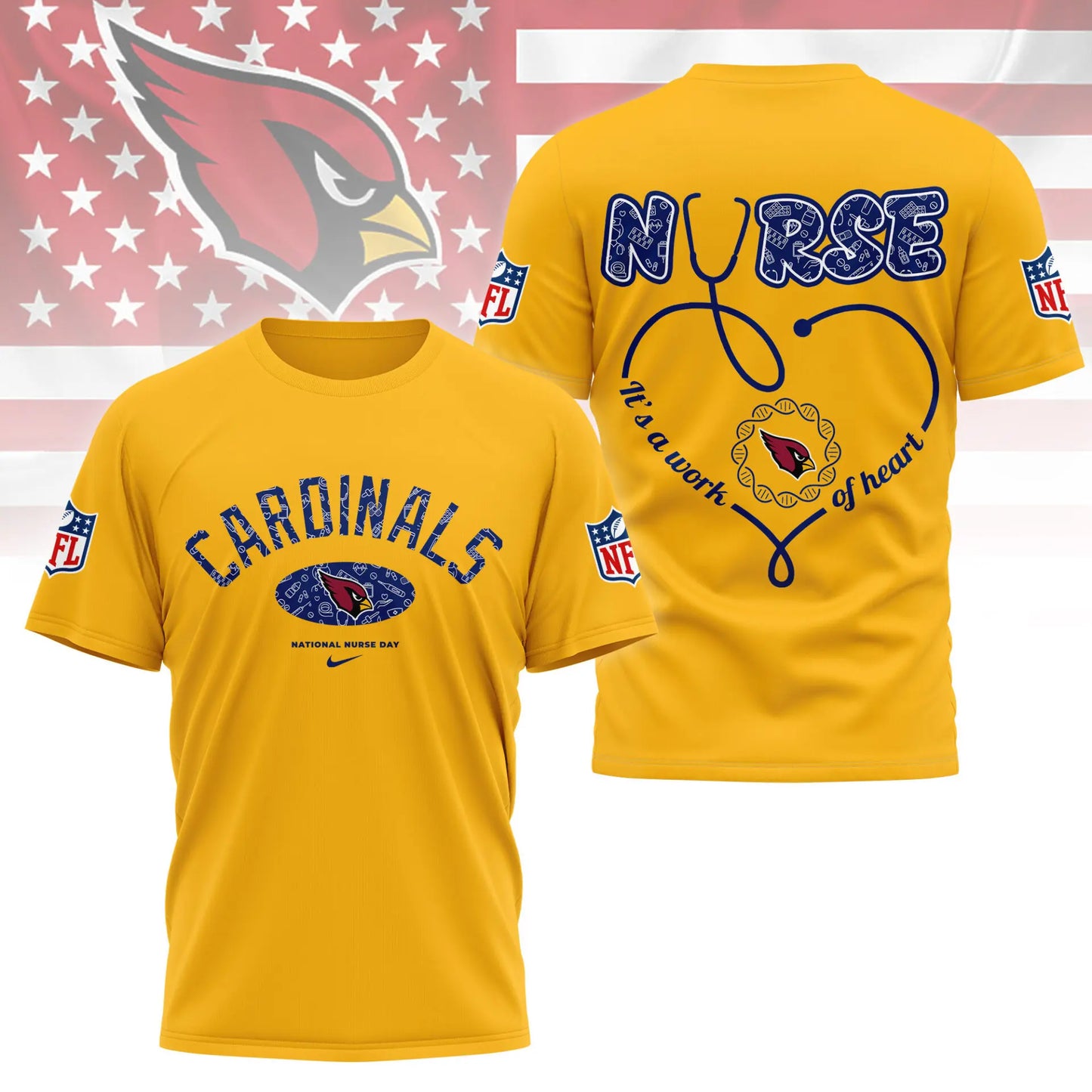 Arizona Cardinals | PREMIUM 3D NURSE APPRECIATION DAY SHIRT NY – HuddleStyle.com - Image 4