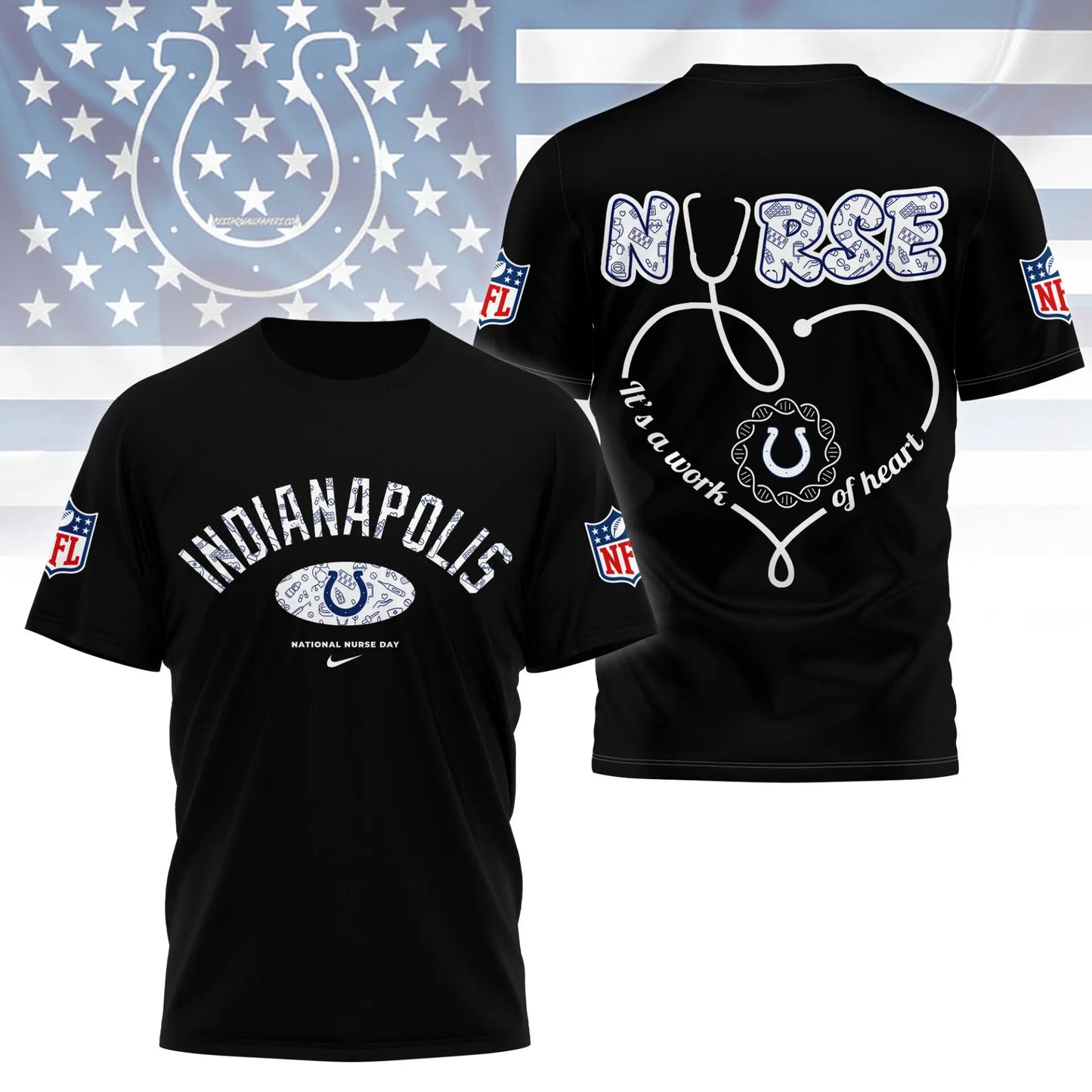 Indianapolis Colts | PREMIUM 3D NURSE APPRECIATION DAY SHIRT NY – HuddleStyle.com - Image 3
