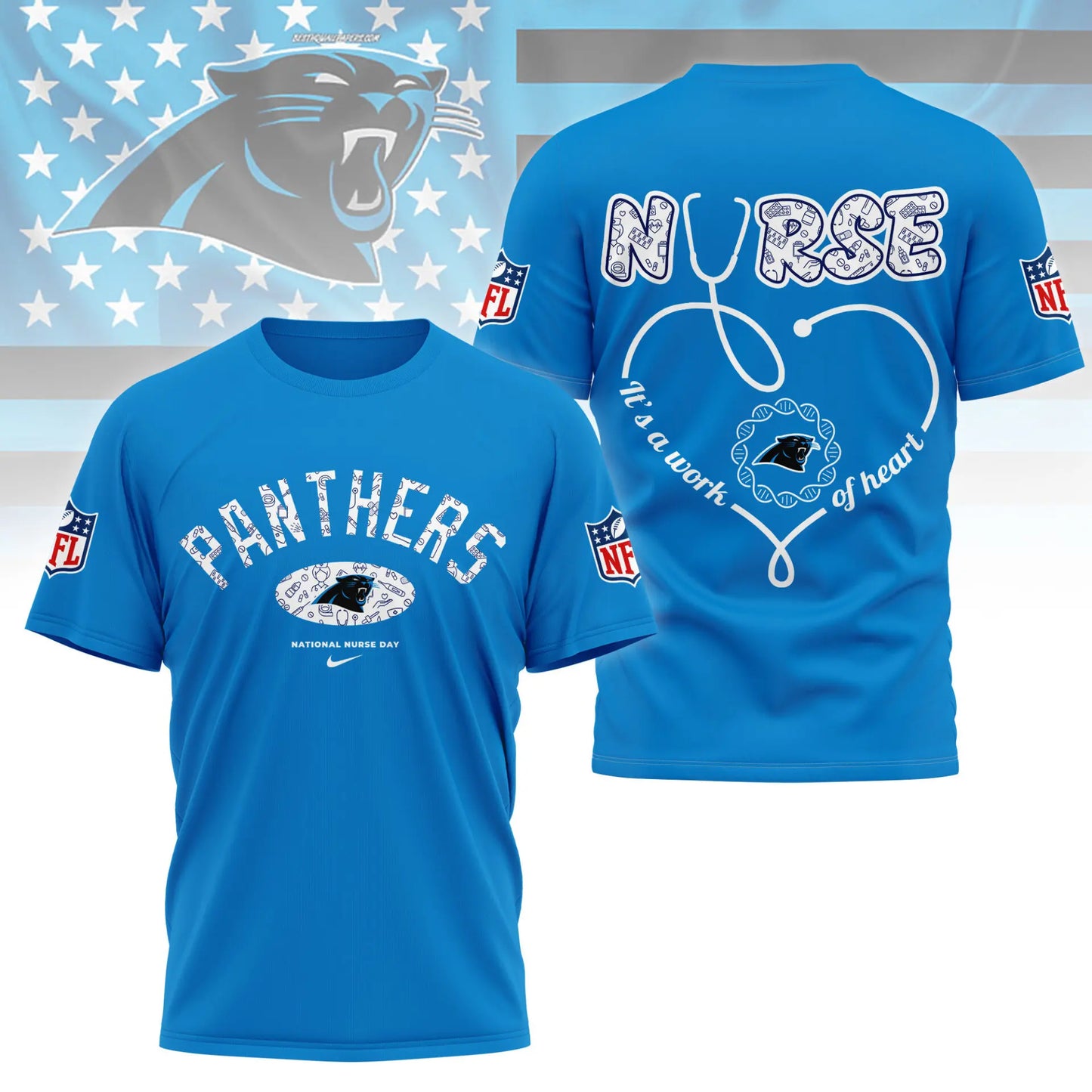 Carolina Panthers | PREMIUM 3D NURSE APPRECIATION DAY SHIRT NY – HuddleStyle.com - Image 4