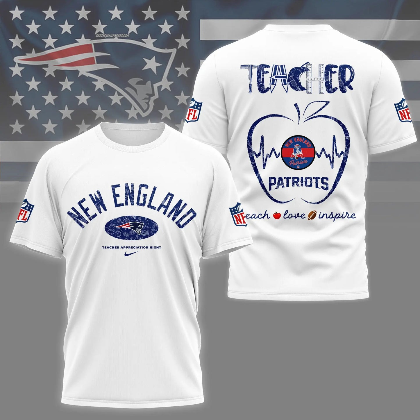 New England Patriots |PREMIUM 3D TEACHER APPRECIATION DAY SHIRT NY – HuddleStyle.com - Image 5