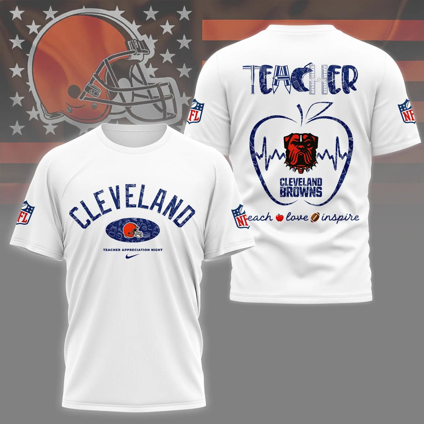 Cleveland Browns |PREMIUM 3D TEACHER APPRECIATION DAY SHIRT NY – HuddleStyle.com - Image 3