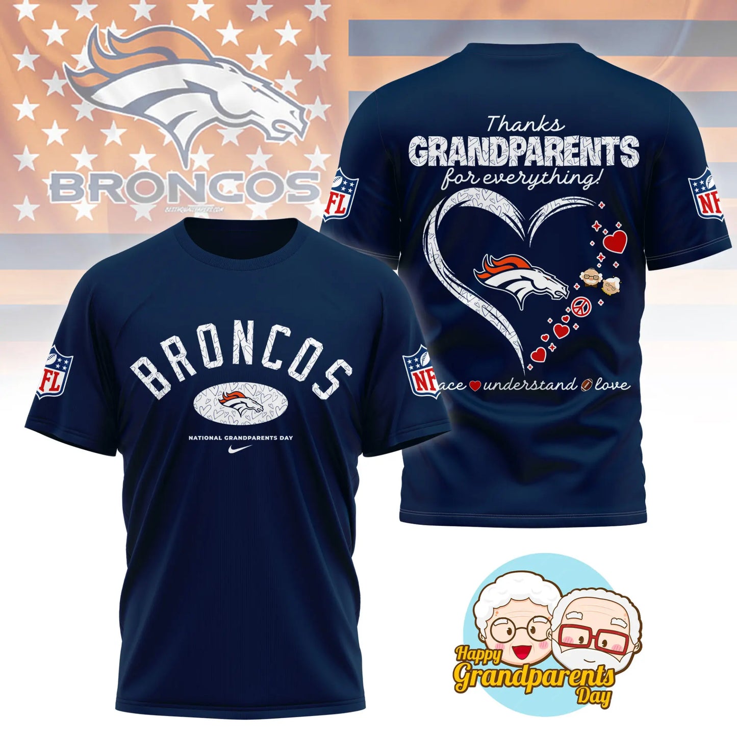 Denver Broncos | Premium National Grandparents Day 3D Shirt NY – HuddleStyle.com - Image 5