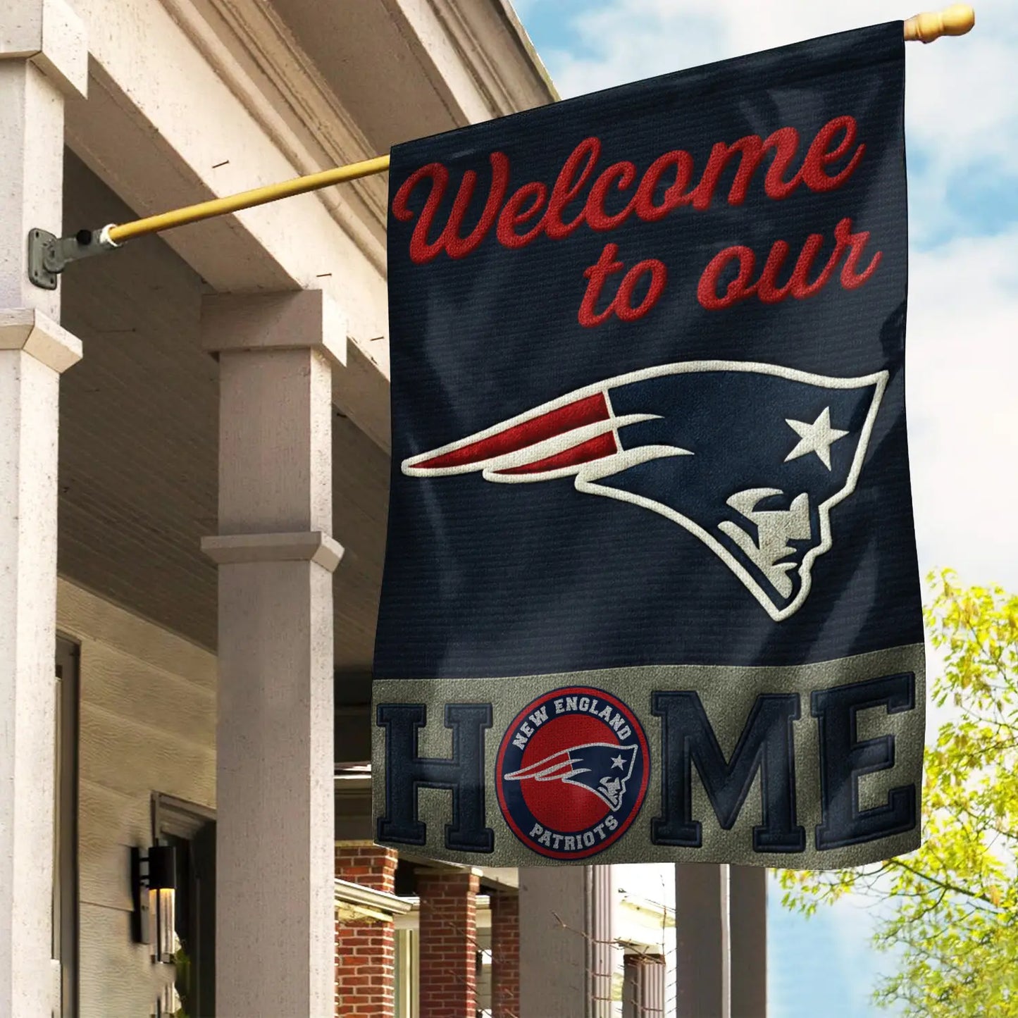 New England Patriots | Premium NFL Welcome Home Flag HI – HuddleStyle.com - Image 2