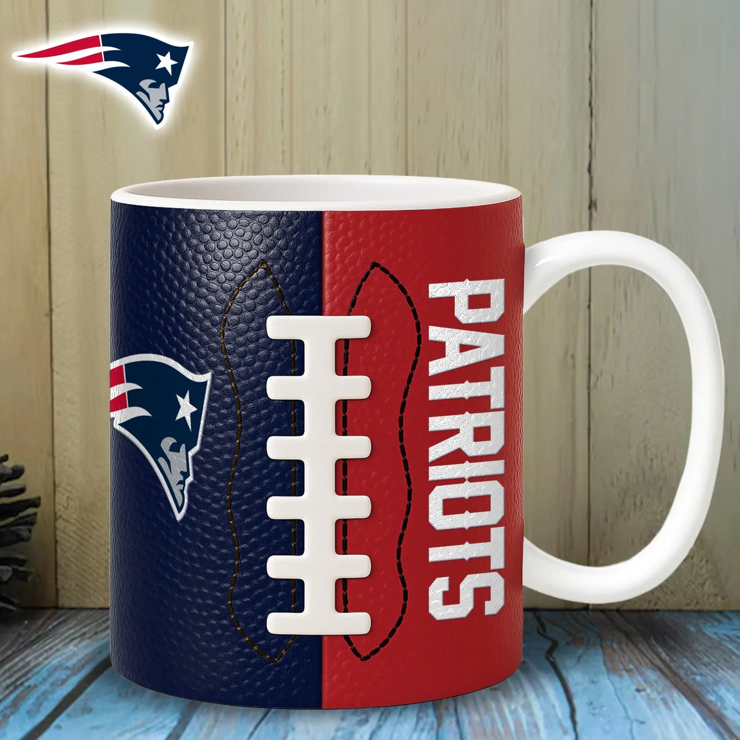 New England Patriots | Premium NFL Split Color Ceramic Mug HI – HuddleStyle.com - Image 3