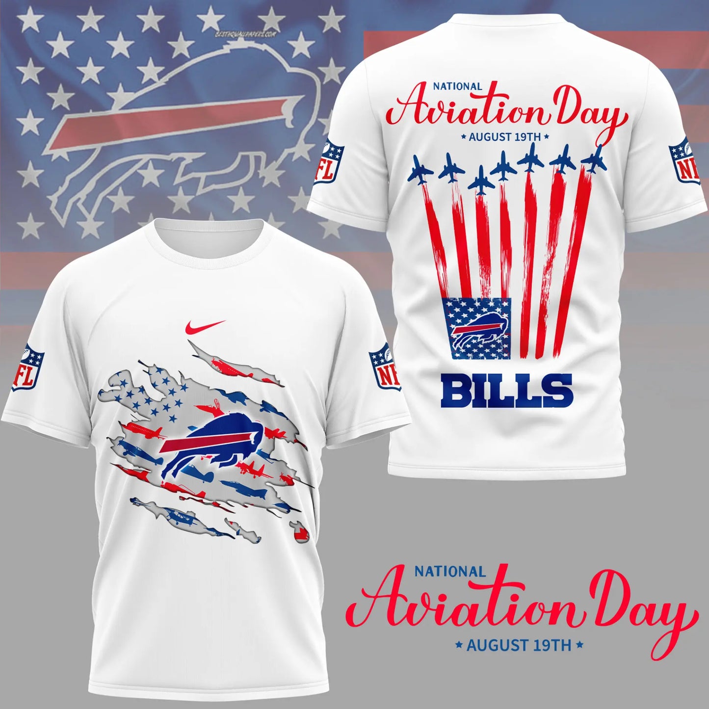 Buffalo Bills | Premium National Aviation Day 3D Shirt NY – HuddleStyle.com - Image 2