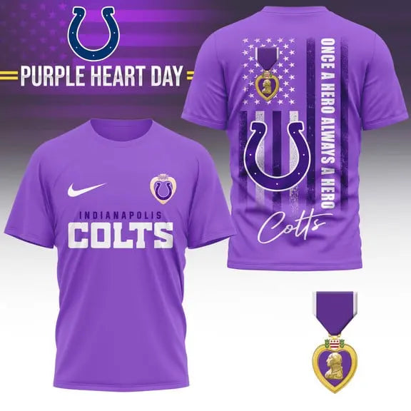 Indianapolis Colts | Premium National Purple Heart Day 3D Shirt HI – HuddleStyle.com - Image 2
