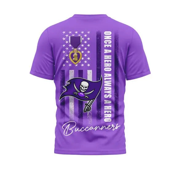 Tampa Bay Buccaneers | Premium National Purple Heart Day 3D Shirt HI – HuddleStyle.com - Image 3