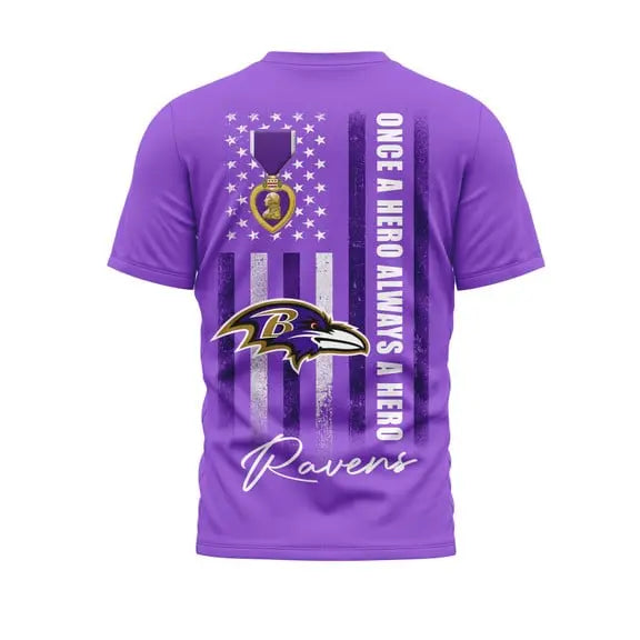 Baltimore Ravens | Premium National Purple Heart Day 3D Shirt HI – HuddleStyle.com - Main