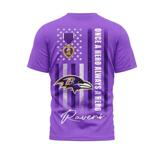Baltimore Ravens | Premium National Purple Heart Day 3D Shirt HI – HuddleStyle.com - Main