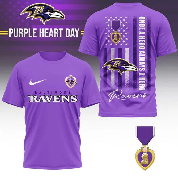 Baltimore Ravens | Premium National Purple Heart Day 3D Shirt HI – HuddleStyle.com - Image 2