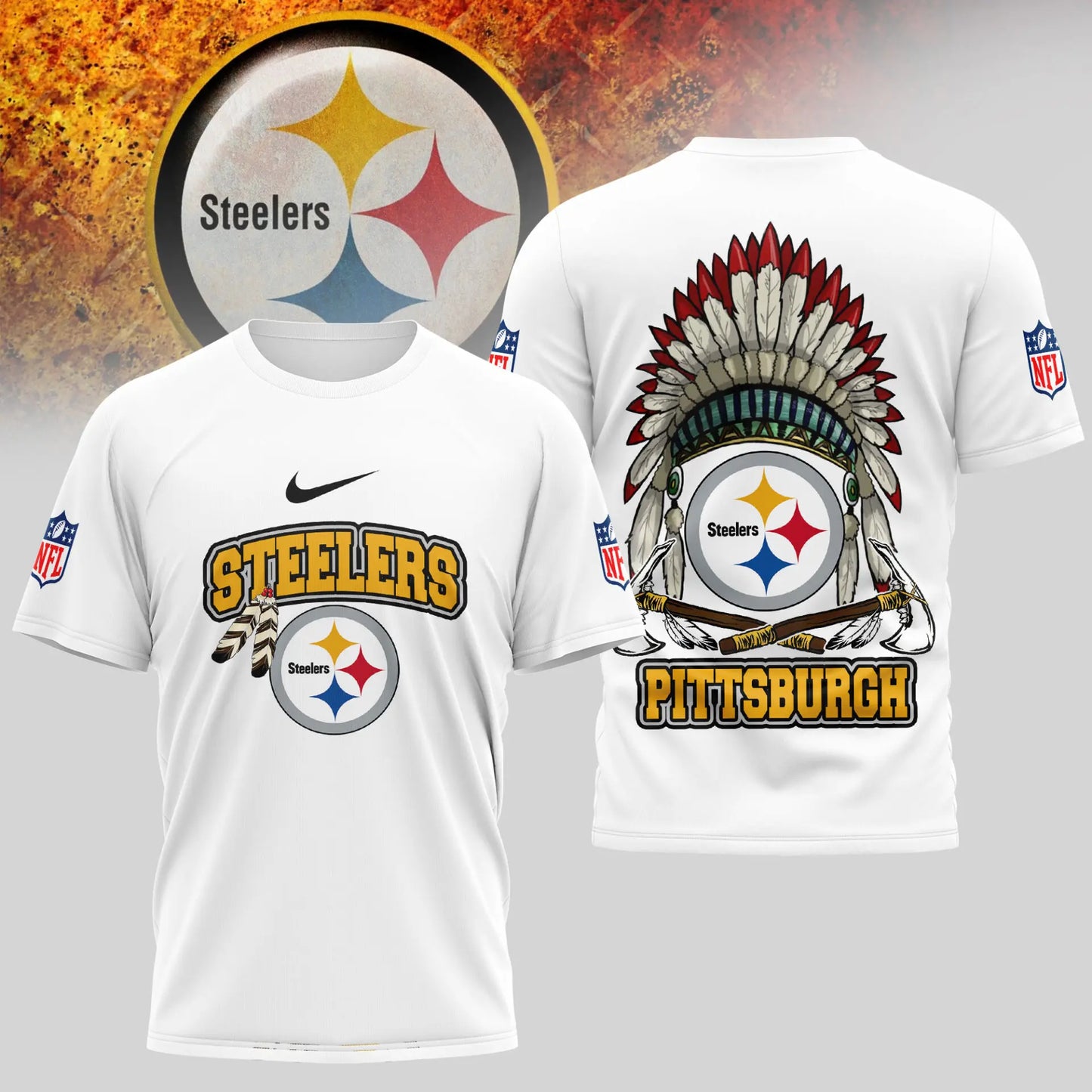 Pittsburgh Steelers | Premium Native American Leather 3D Shirt TD – HuddleStyle.com - Image 2