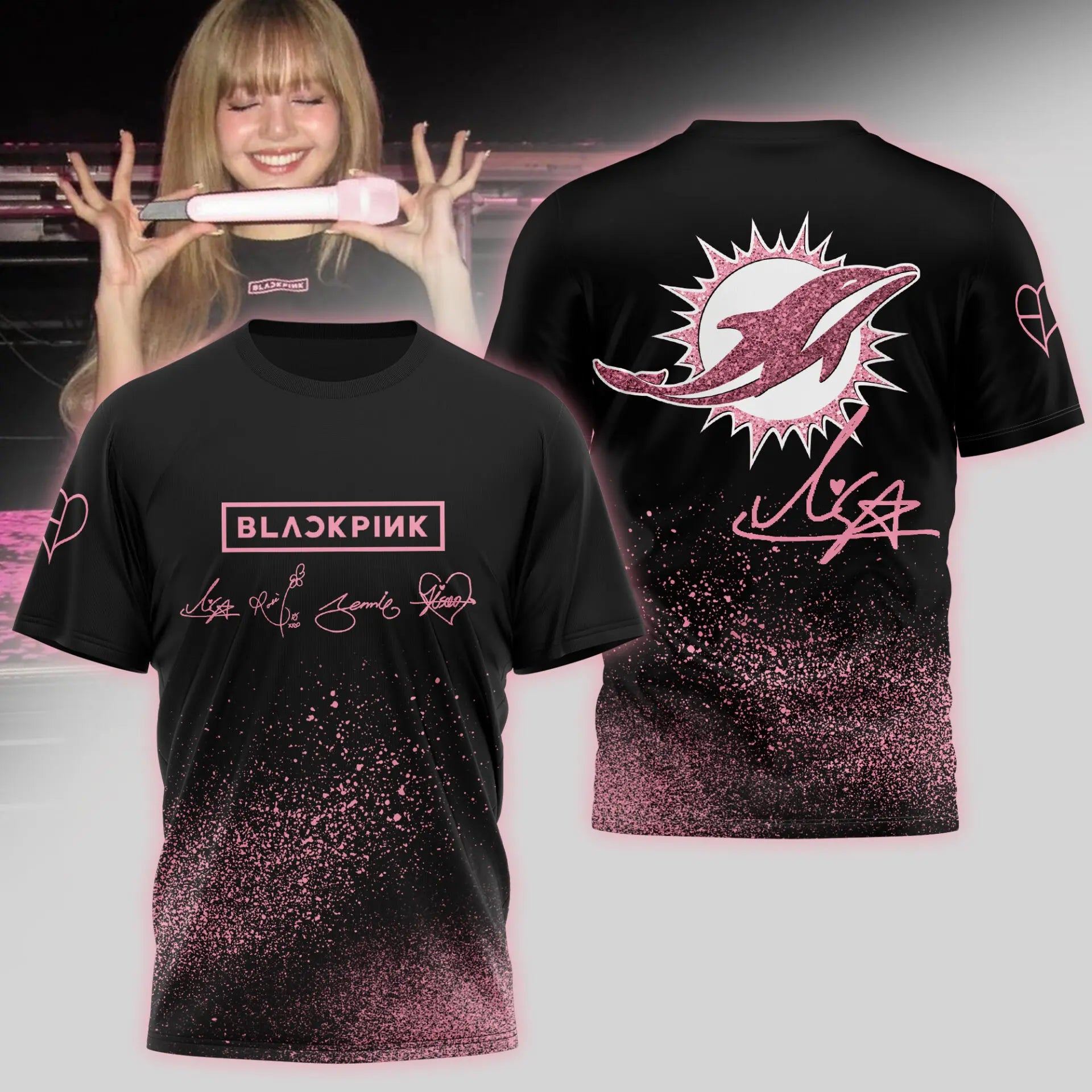 Miami Dolphins | Premium NFL x BlackPink 3D Shirt TD – HuddleStyle.com - Image 4