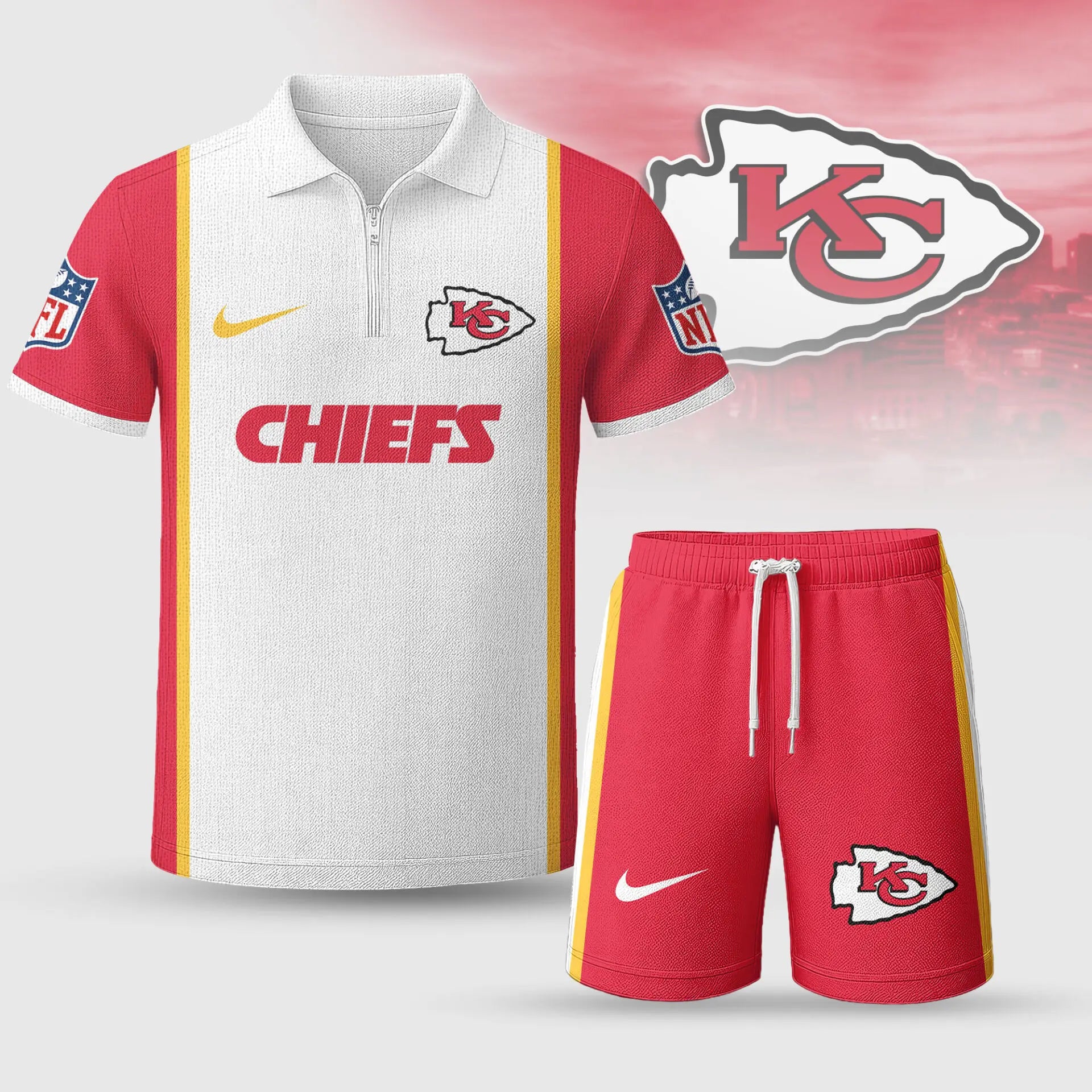 Kansas City Chiefs | Premium NFL Combo Polo And Shorts TD – HuddleStyle.com - Image 2