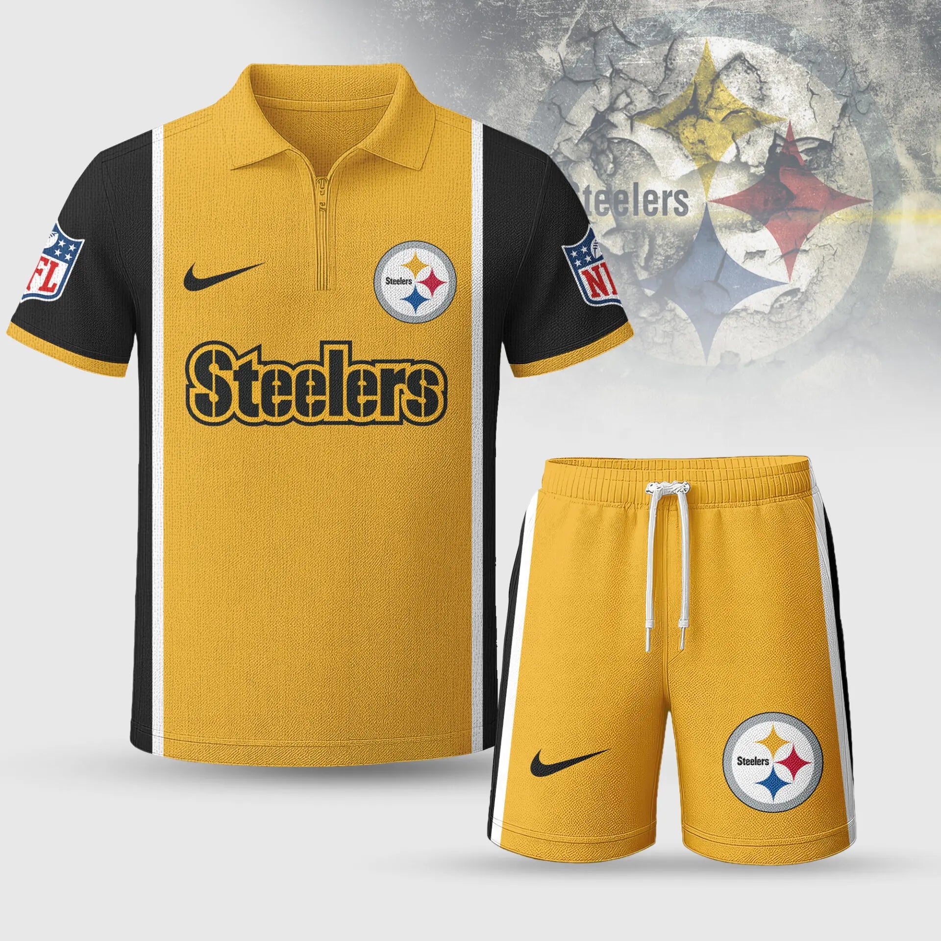 Pittsburgh Steelers | Premium NFL Combo Polo And Shorts TD – HuddleStyle.com - Main