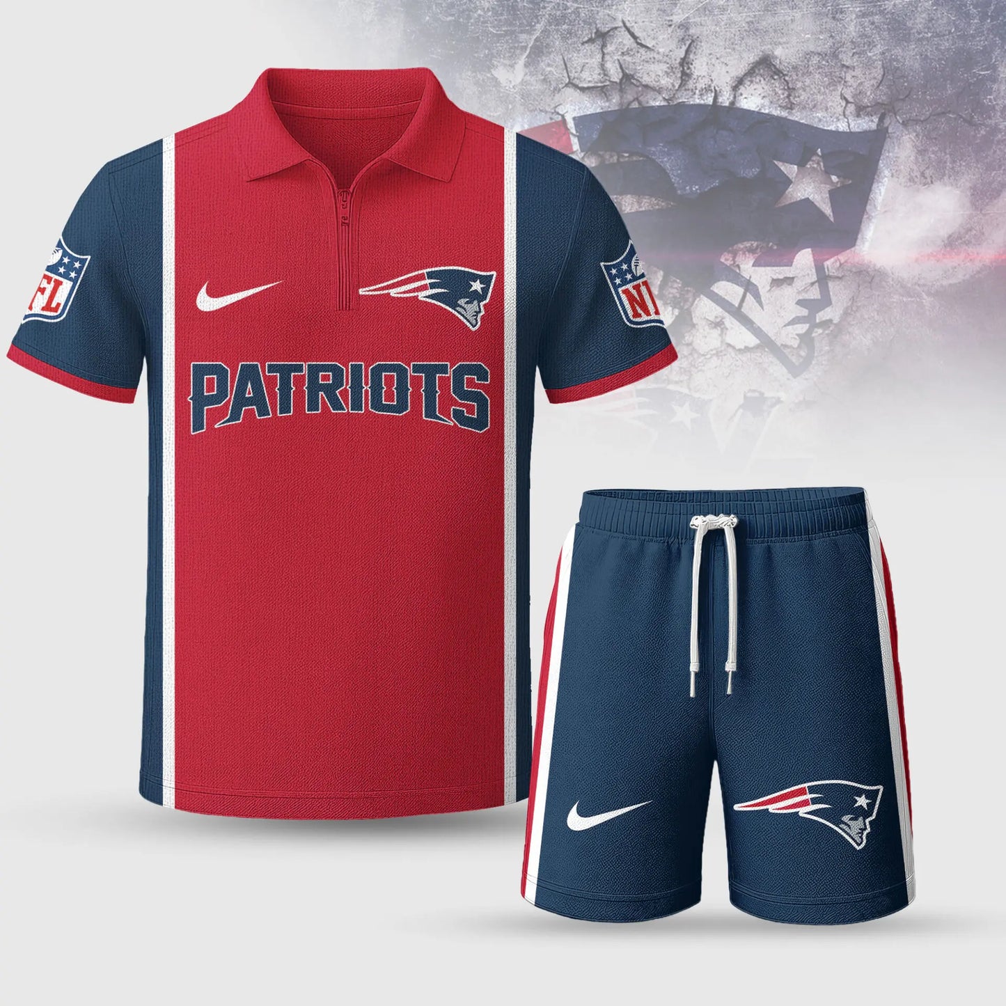 New England Patriots | Premium NFL Combo Polo And Shorts TD – HuddleStyle.com - Image 3