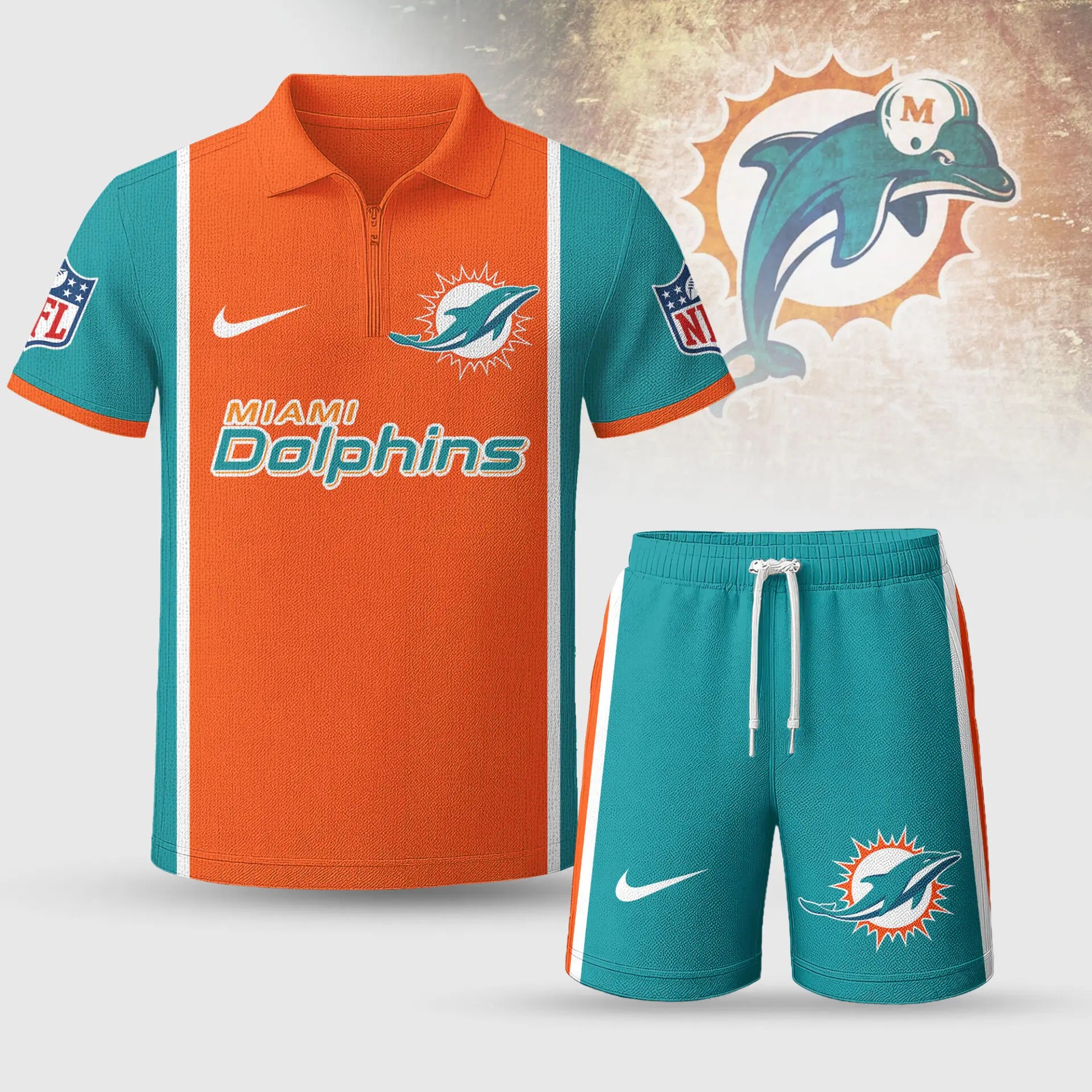 Miami Dolphins | Premium NFL Combo Polo And Shorts TD – HuddleStyle.com - Image 2