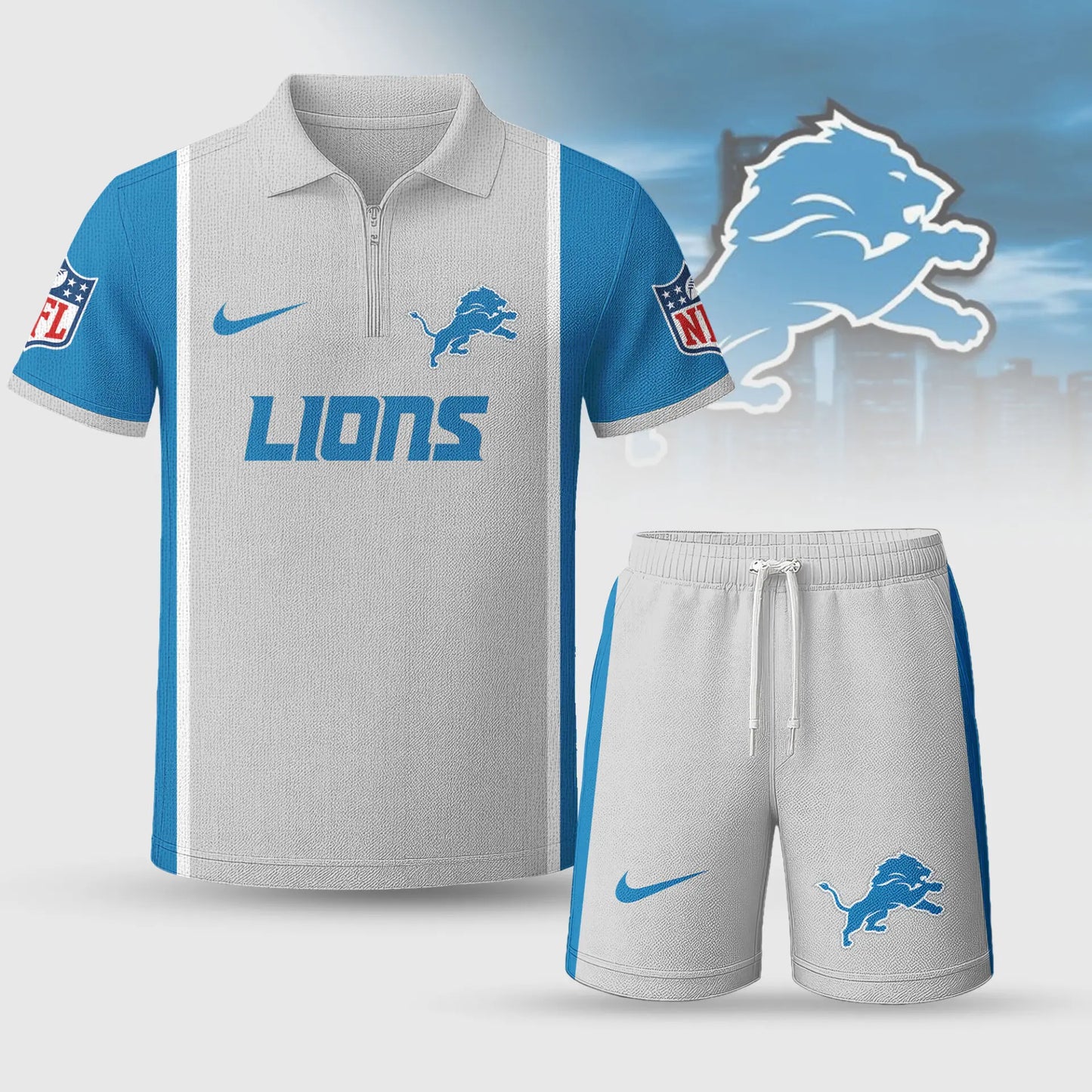 Detroit Lions | Premium NFL Combo Polo And Shorts TD – HuddleStyle.com - Image 2