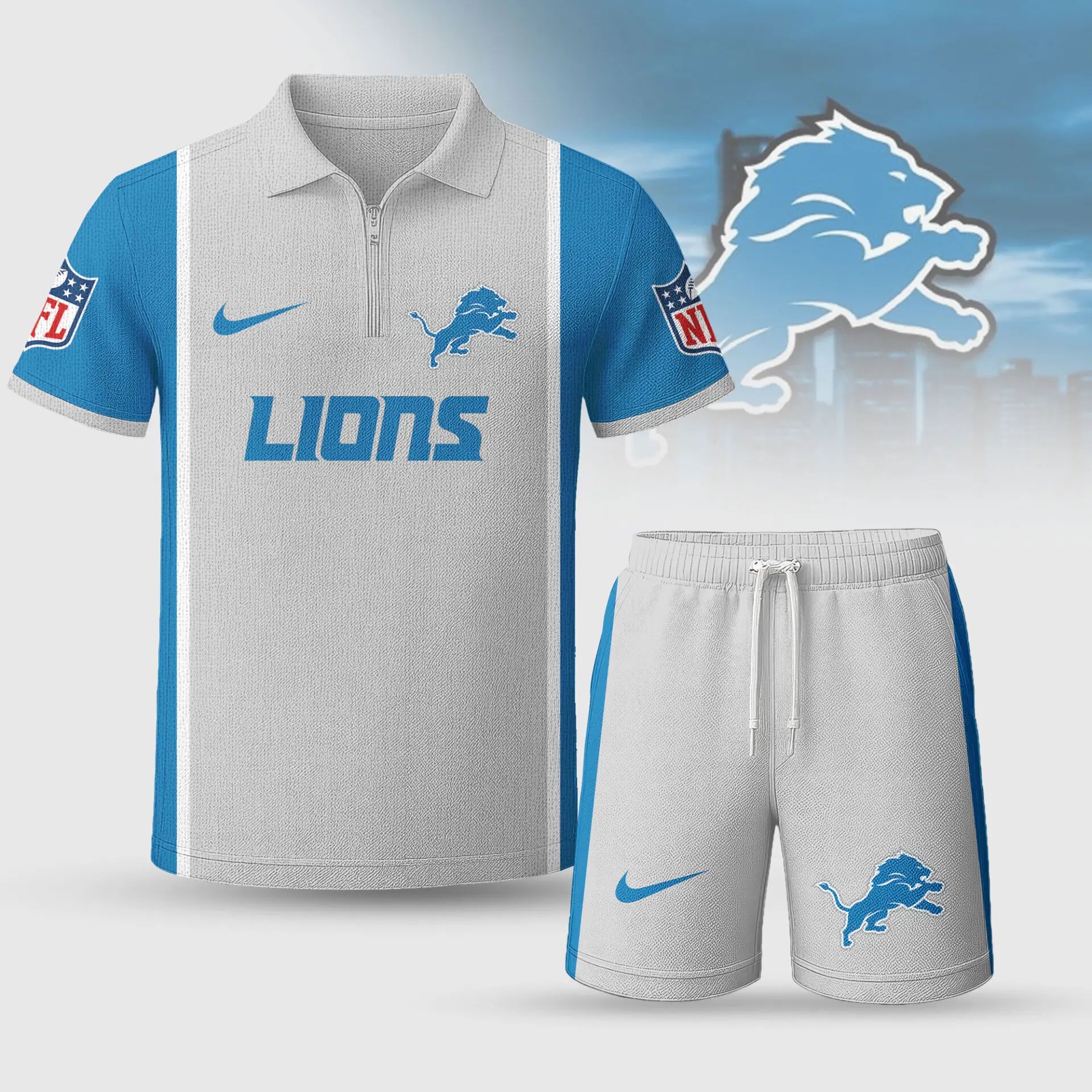 Detroit Lions | Premium NFL Combo Polo And Shorts TD – HuddleStyle.com - Image 2