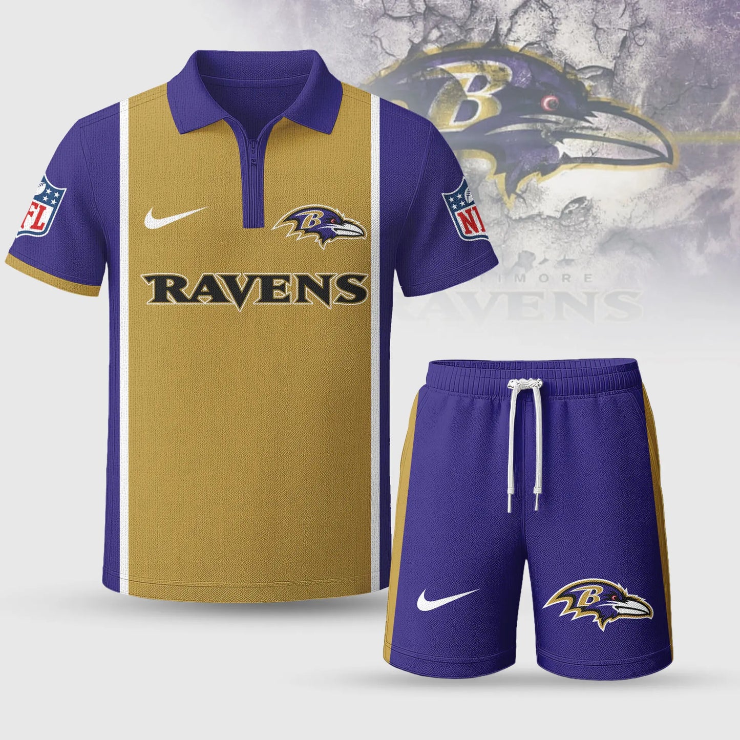 Baltimore Ravens | Premium NFL Combo Polo And Shorts TD – HuddleStyle.com - Image 2