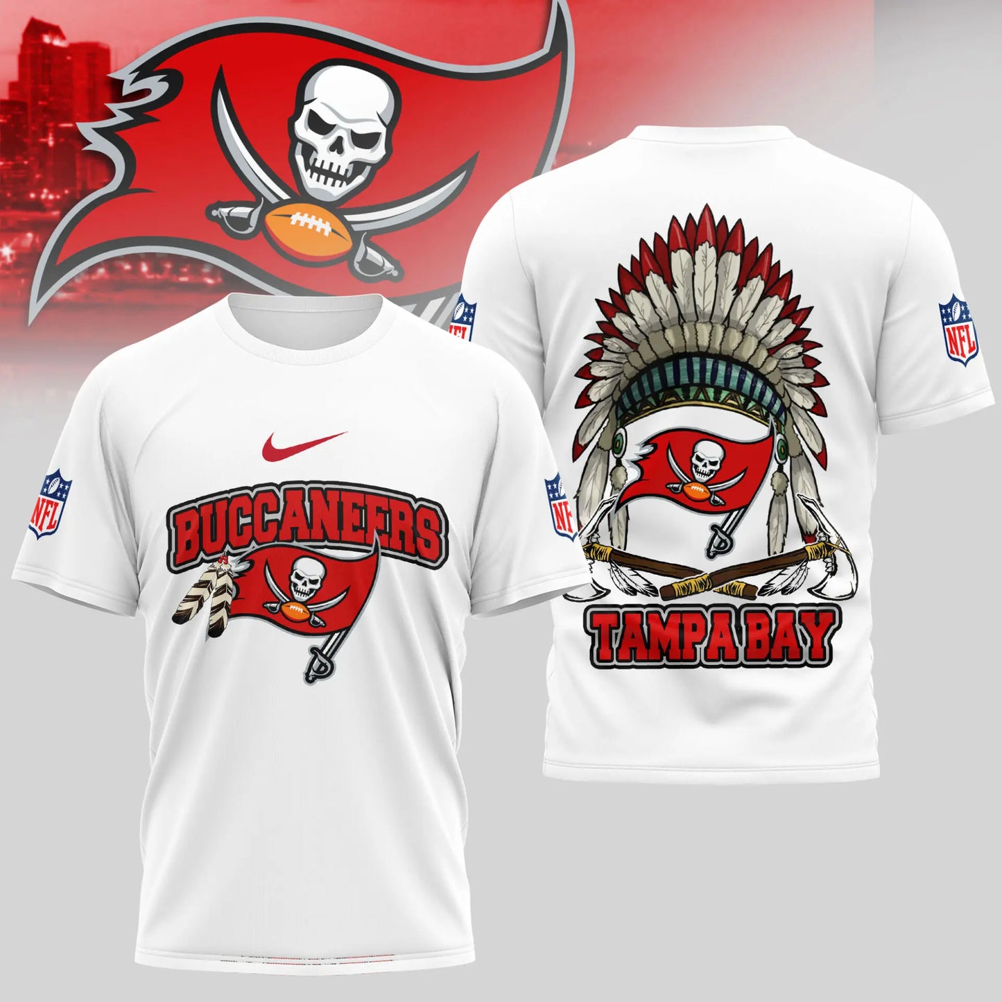 Tampa Bay Buccaneers | Premium Native American Leather 3D Shirt TD – HuddleStyle.com - Image 3