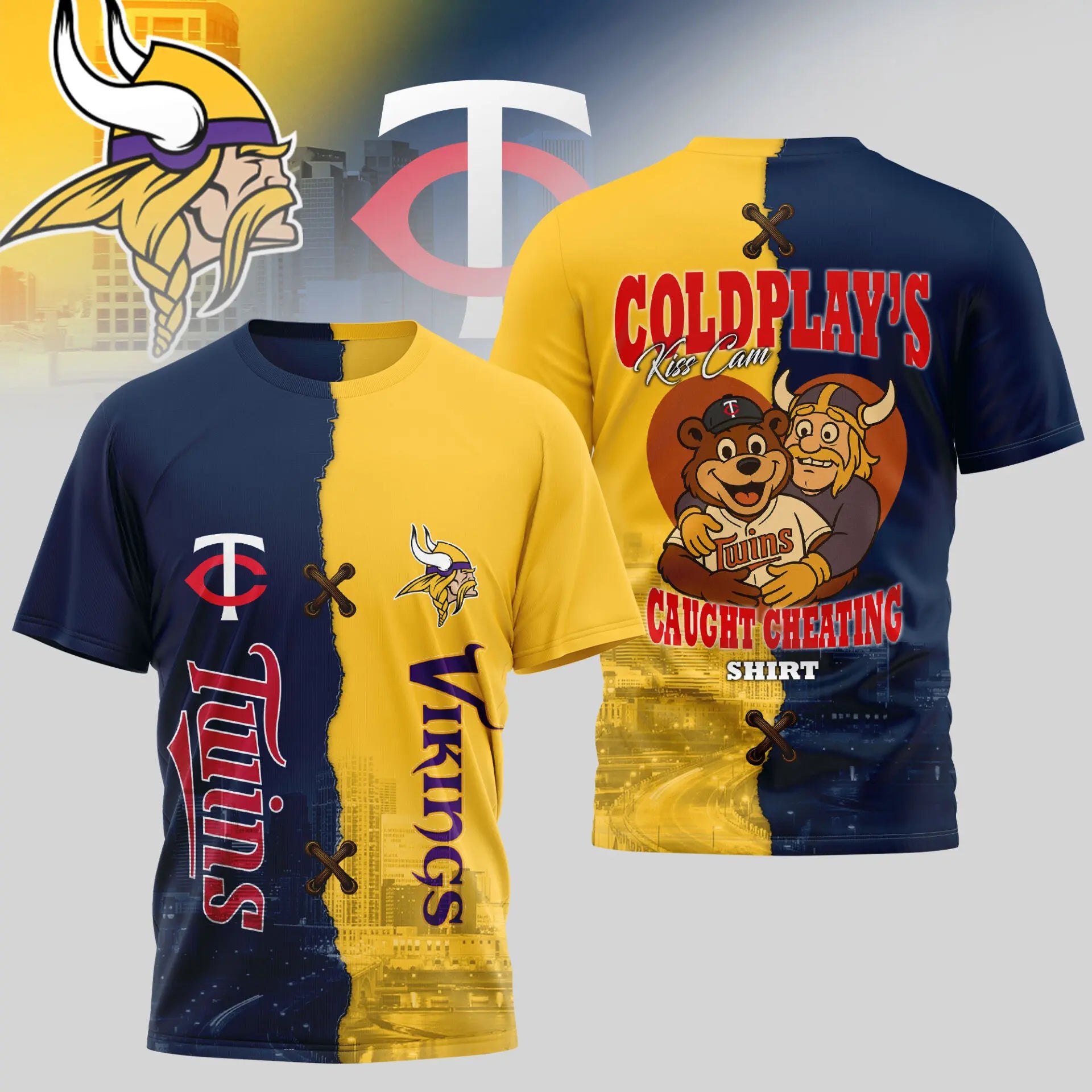 Minnesota Vikings – Minnesota Twins | Kiss Cam Caught Cheating 3D Shirt TD – HuddleStyle.com - Image 4
