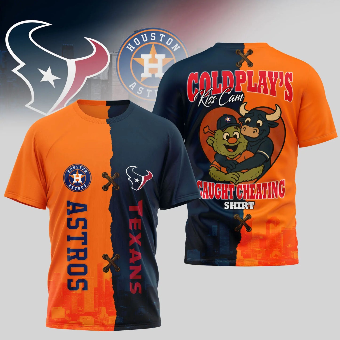 Houston Texans – Houston Astros | Kiss Cam Caught Cheating 3D Shirt TD – HuddleStyle.com - Image 2