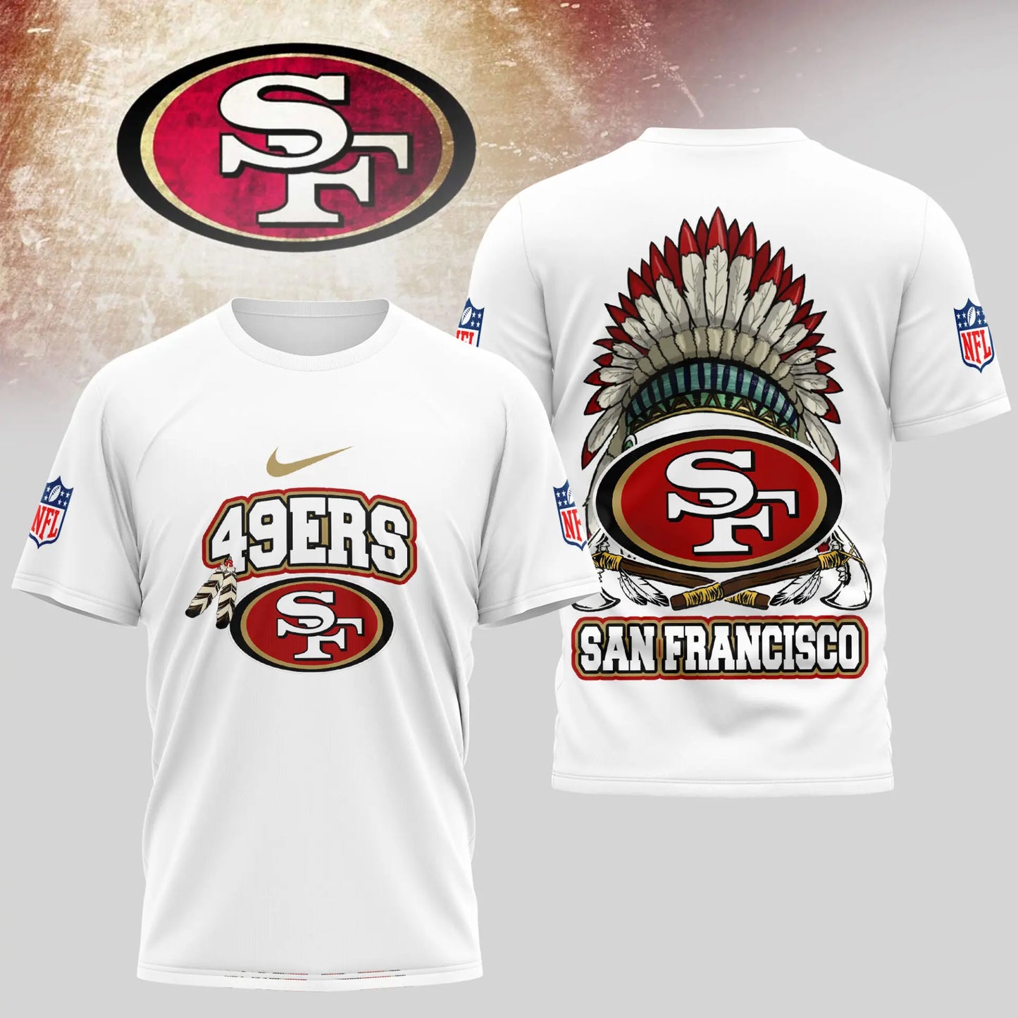 San Francisco 49ers | Premium Native American Leather 3D Shirt TD – HuddleStyle.com - Image 3