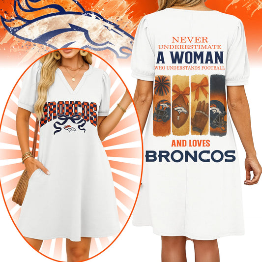 Denver Broncos | Premium NFL V-neck Dress HI – HuddleStyle.com - Main