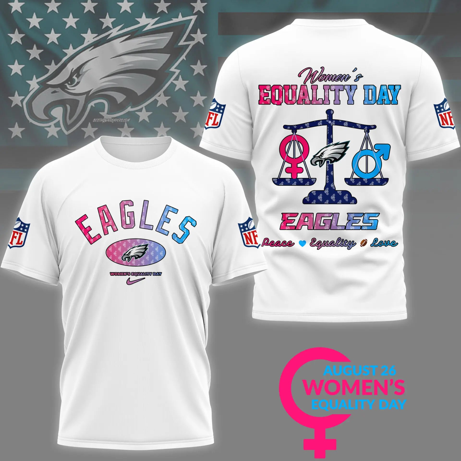 Philadelphia Eagles | Premium Women’s Equality Day 3D Shirt NY – HuddleStyle.com - Image 4