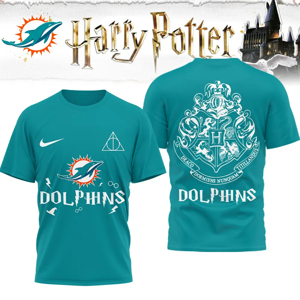 Miami Dolphins | Premium NFL x Harry Potter 3D Shirt HI – HuddleStyle.com - Main