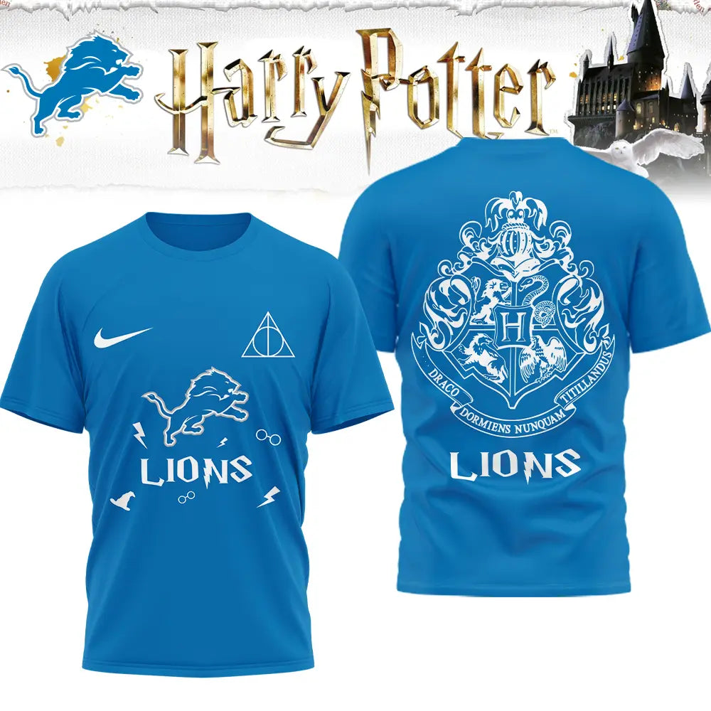 Detroit Lions | Premium NFL x Harry Potter 3D Shirt HI – HuddleStyle.com - Image 2