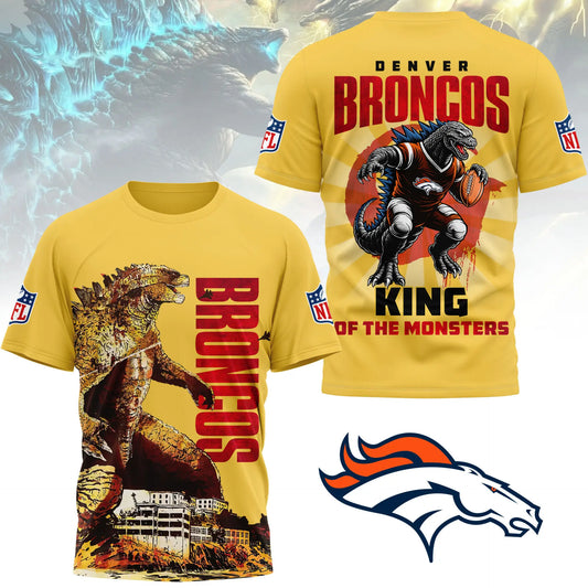 Denver Broncos | Premium NFL Godzilla King of the Monsters 3D Shirt NY – HuddleStyle.com - Main