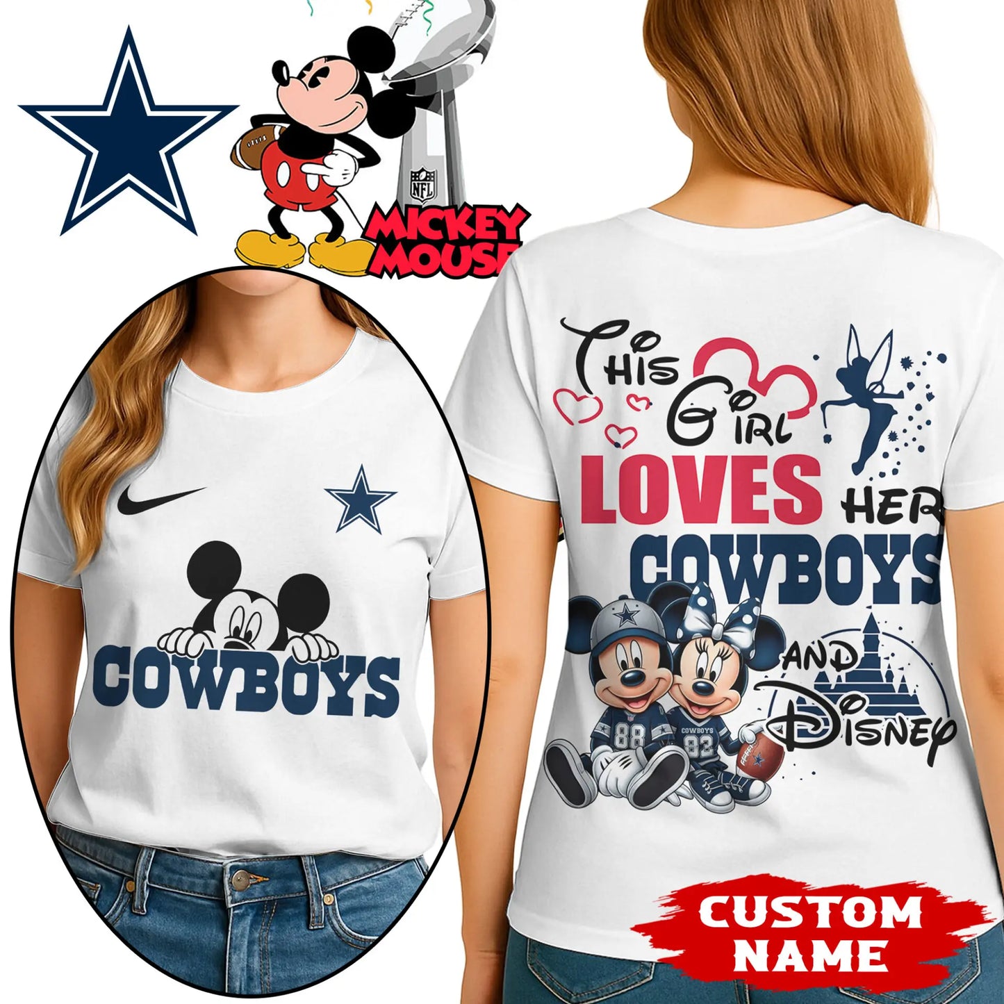 Dallas Cowboys | Premium NFL Mickey Shirt HI – HuddleStyle.com - Image 3