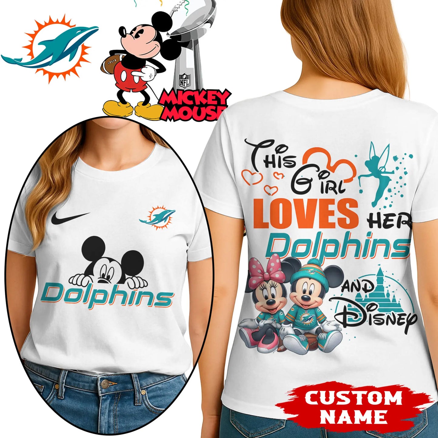 Miami Dolphins | Premium NFL Mickey Shirt HI – HuddleStyle.com - Image 2